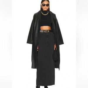 GRLFRND | The Amara Black Denim Pencil Skirt with Back Slit - Size 24/XS